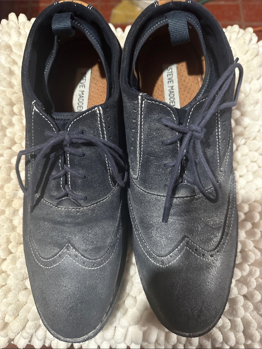 Steve Madden Men's Dark Navy Suede Wingtip Oxfords